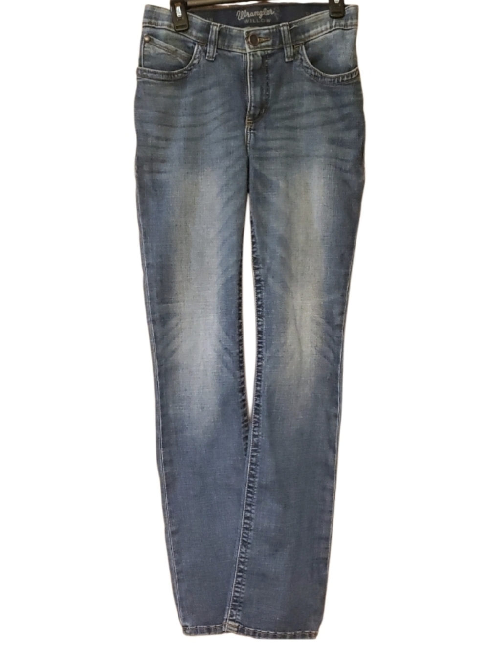 Wrangler Willow Ultimate Riding Blue Faded Mid-Rise Straight Trouser Jean Size 7